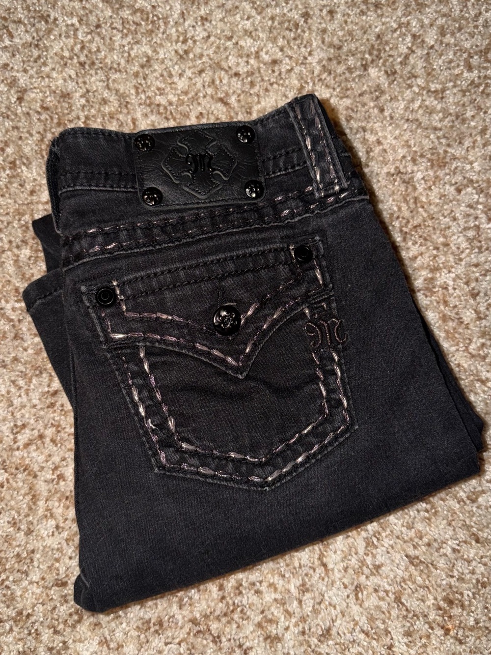 TALL Miss Me Black Jeans with Contrast Stitching